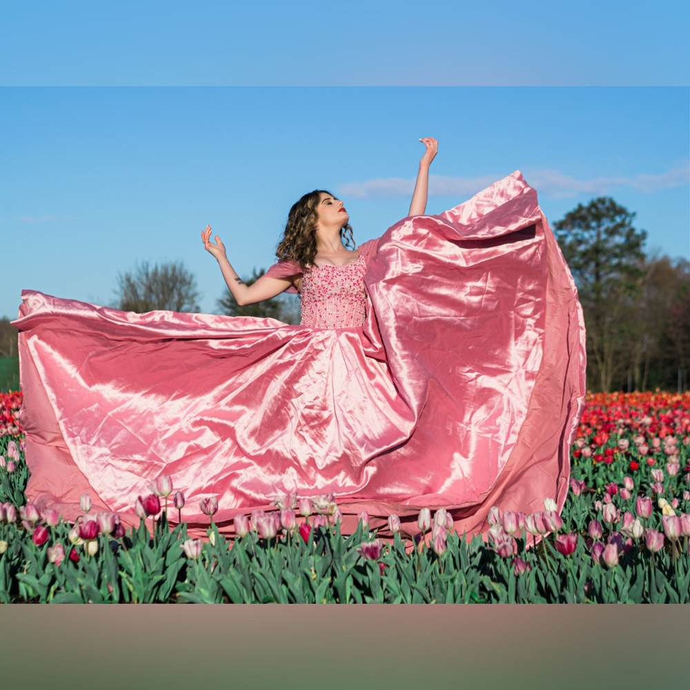 PHOTOSHOOT PRINCESS QUINCE PROM PINK RHINESTONES DISNEY DRESS